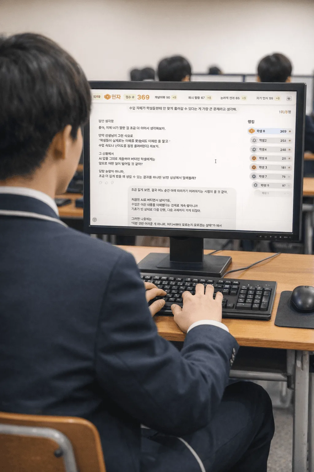 소크룸으로 수업 중인 학생